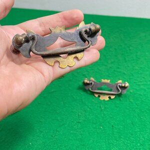 Vintage Brass Drawer Pull, Chip and Dale Handle, Door Pull, Drawer Pull, Fancy B